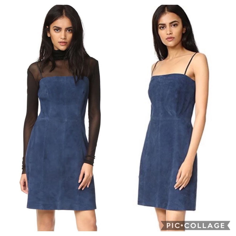 VEDA GENUINE Suede Navy Dress NWT braided straps